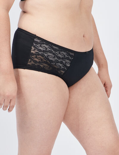 Shorty en coton noir femme grande taille