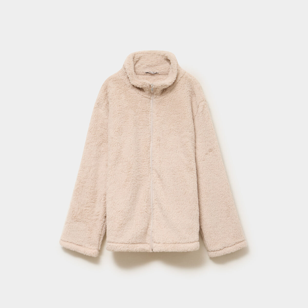 Veste de pyjama effet polaire zipp&eacute;e gris clair femme grande taille