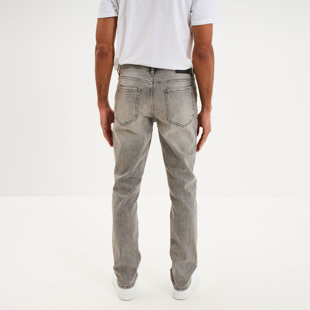 Jeans denim straight 5 poches denim gris homme