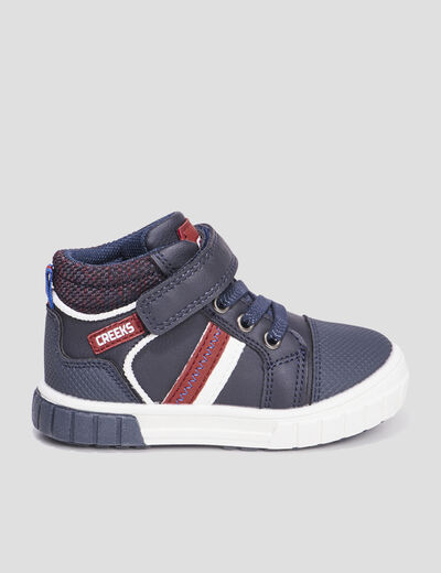 Baskets montantes à scratchs Creeks Kiki bleu marine bébé garçon