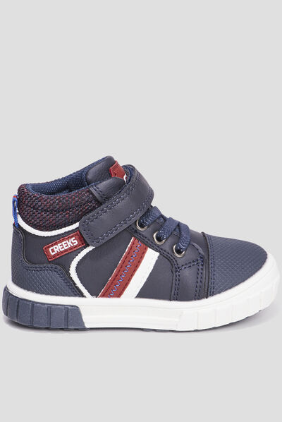 Baskets montantes à scratchs Creeks Kiki bleu marine bébé garçon