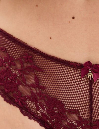 Shorty en dentelle prune femme