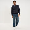 Pull avec col camionneur c&ocirc;tel&eacute; bleu fonc&eacute; homme