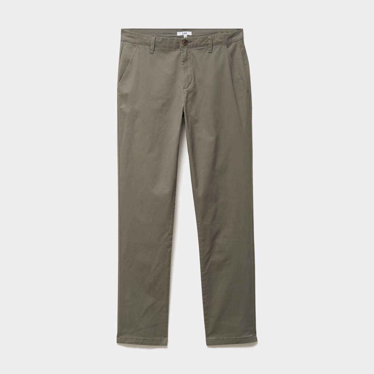 Pantalon chino droit stretch vert kaki homme