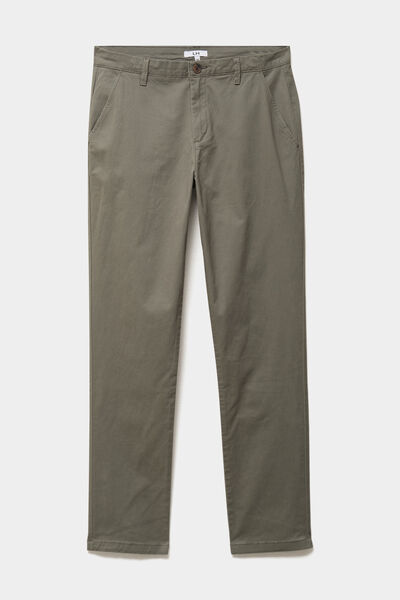 Pantalon chino droit stretch vert kaki homme