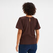 T-shirt manches courtes ballons marron foncé femme