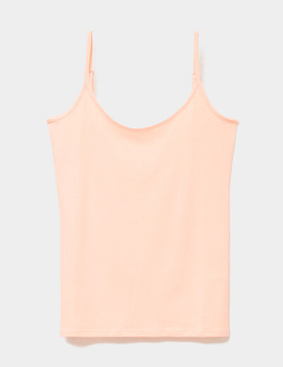 D&eacute;bardeur coton bretelles r&eacute;glables orange fluo femme