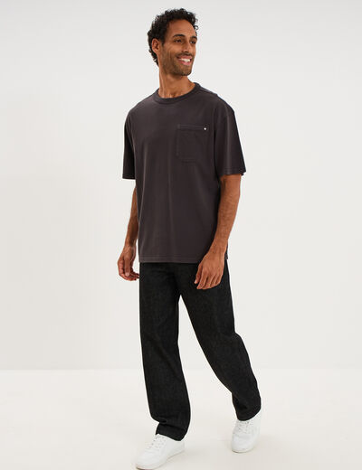T-shirt 1 poche manches courtes coton gris fonc&eacute; homme