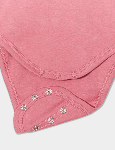 Body manches longues col claudine coton vieux rose bébé fille