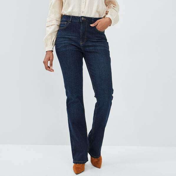 Jeans bootcut taille haute denim brut femme