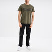 T-shirt manches courtes coton d&eacute;lav&eacute; vert kaki homme