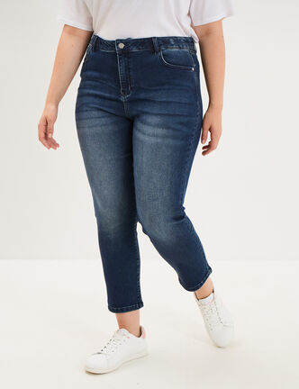 Jean slim taille haute bleu femme grande taille