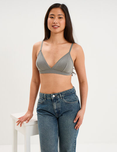 Soutien-gorge triangle padd&eacute; coton vert clair femme