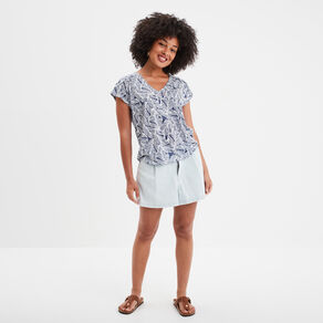t shirt col en v manches courtes bleu gris femme T-shirt col en V manches courtes bleu gris femme