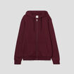 Sweat zippé molleton à capuche prune homme