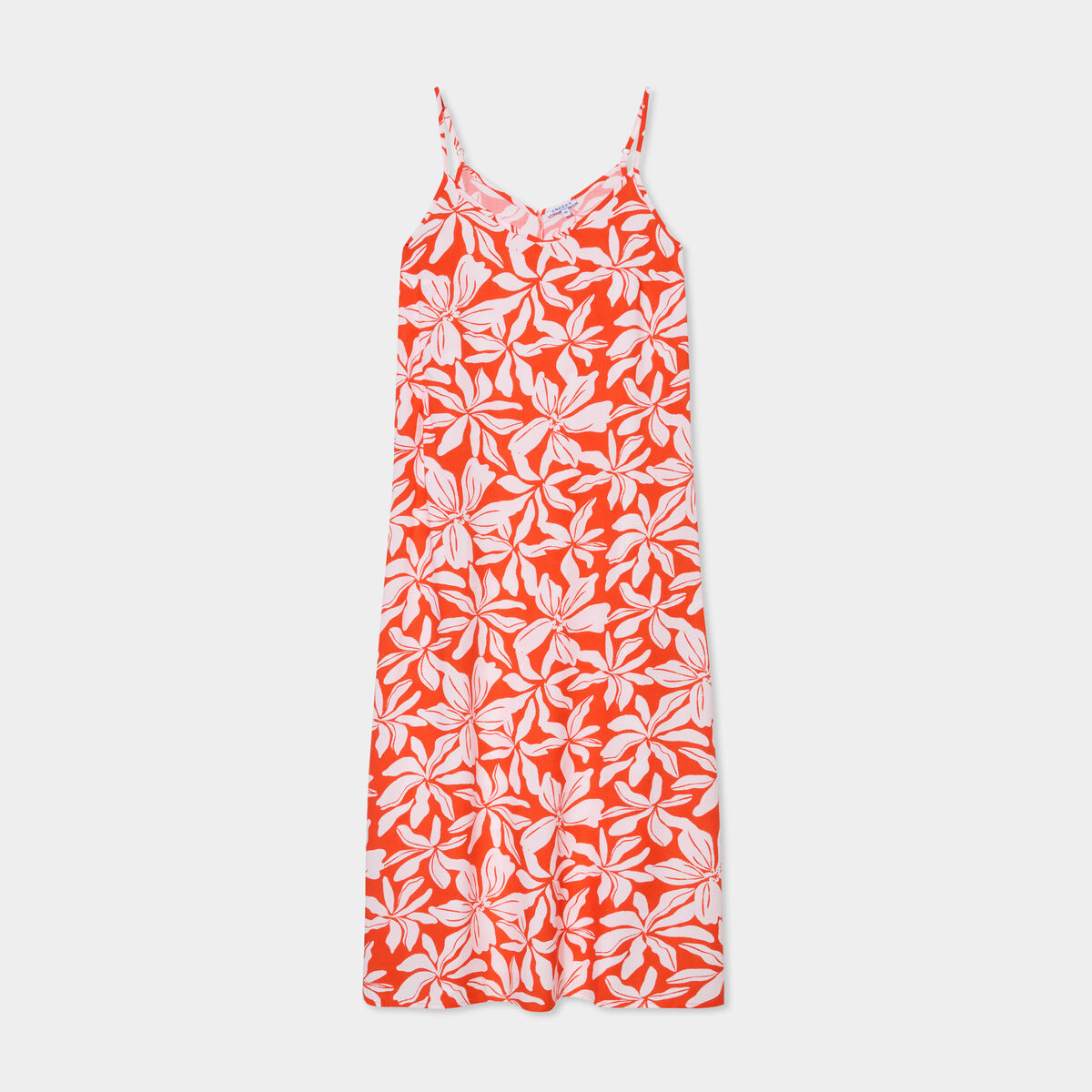 Robe avec bretelles longue orange femme