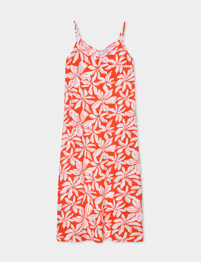 Robe avec bretelles longue orange femme