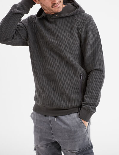 Sweat à capuche hoodie 2 poches zippées vert kaki homme