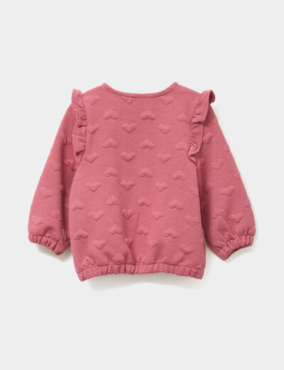 Gilet zipp&eacute; matelass&eacute; coeur &agrave; volants vieux rose b&eacute;b&eacute; fille