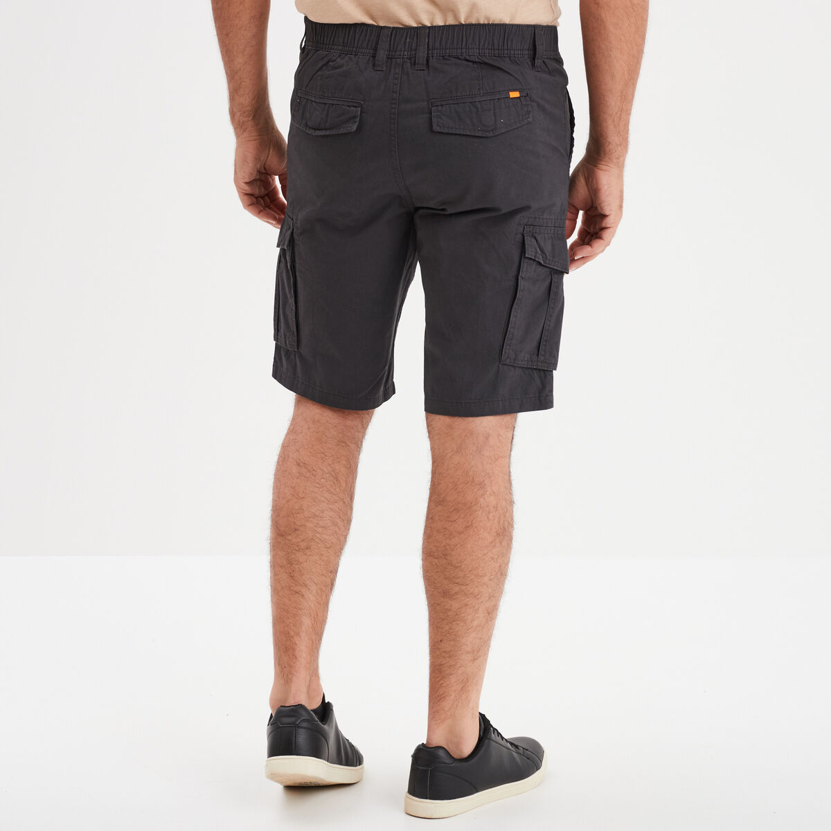Bermuda short cargo poches &agrave; rabat coton gris fonc&eacute; homme