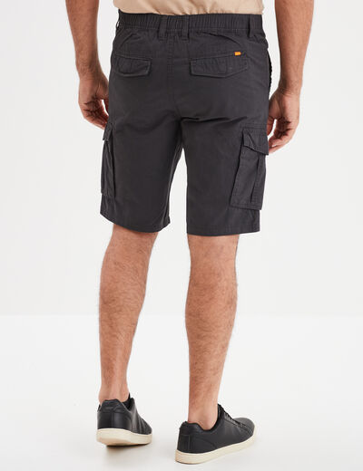 Bermuda short cargo poches &agrave; rabat coton gris fonc&eacute; homme