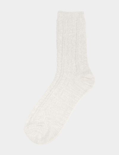 Lot 2 paires chaussettes torsades ivoire femme