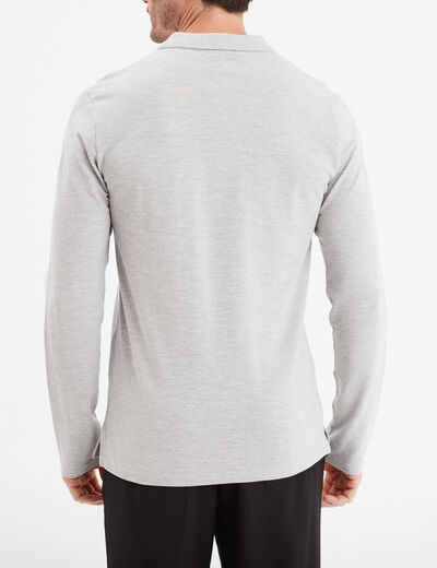 Polo manches longues en coton gris homme