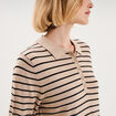 Pull col polo manches courtes beige clair femme