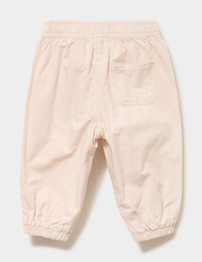 Pantalon jogger doublage coton beige b&eacute;b&eacute; fille