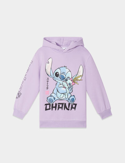 Sweat à capuche hoodie Stitch parme fille