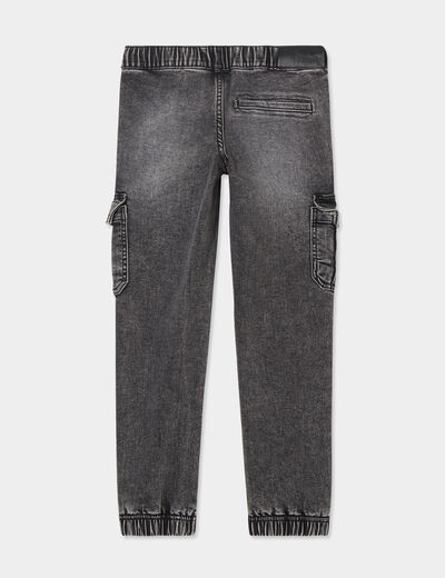 Jeans battle bas resserré denim noir garçon