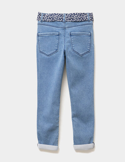 Jean skinny ceinture foulard denim stone fille