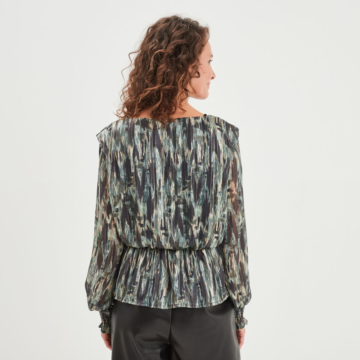Blouse cintrée col en V Liberto vert kaki femme