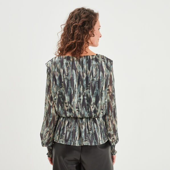 blouse cintree col en v liberto vert kaki femme Blouse cintrée col en V Liberto vert kaki femme