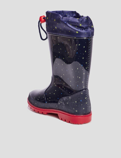 Bottes de pluie &agrave; coulisse bleu marine gar&ccedil;on