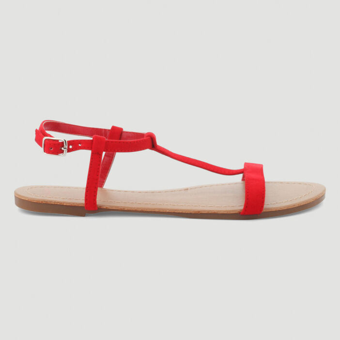 Sandales plates femme rouge
