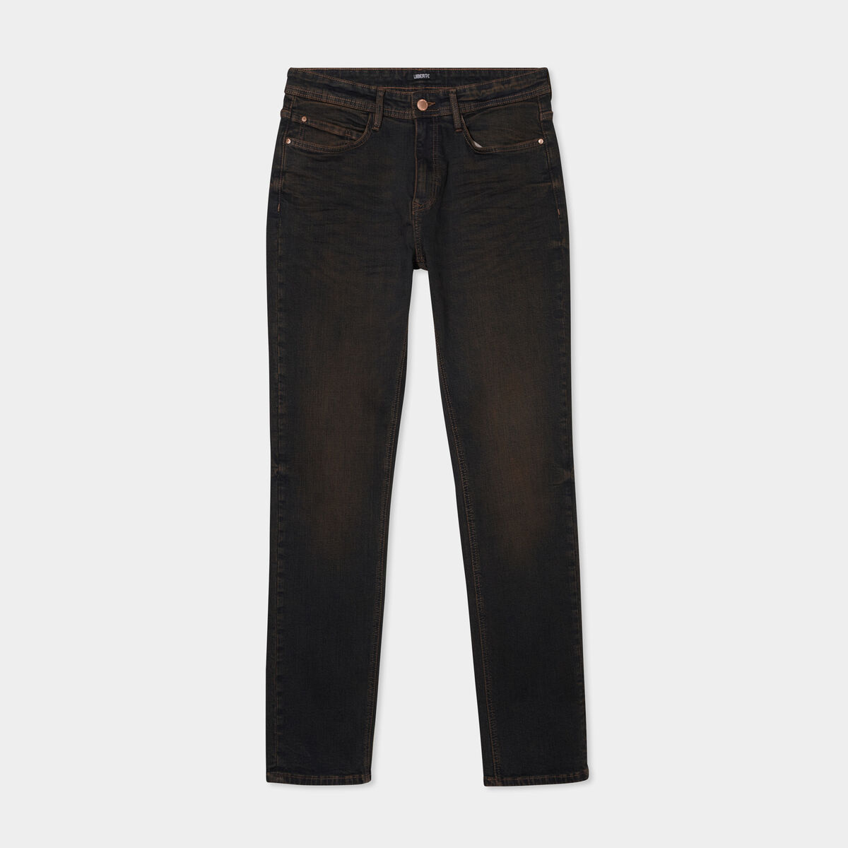 Jeans straight 5 poches Liberto denim dirty homme