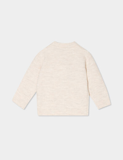 Pull manches longues épaule boutonnée beige bébé garçon