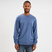 Pull droit col rond coton m&eacute;lang&eacute; bleu fonc&eacute; homme