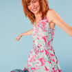 Robe longue sans manches taille coulisse rose fushia femme