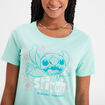 T-shirt col rond manches courtes Stitch vert turquoise femme