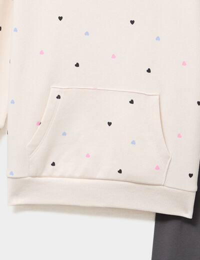 Ensemble sweat long et legging beige fille