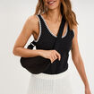 Sac banane effet velours c&ocirc;tel&eacute; noir femme