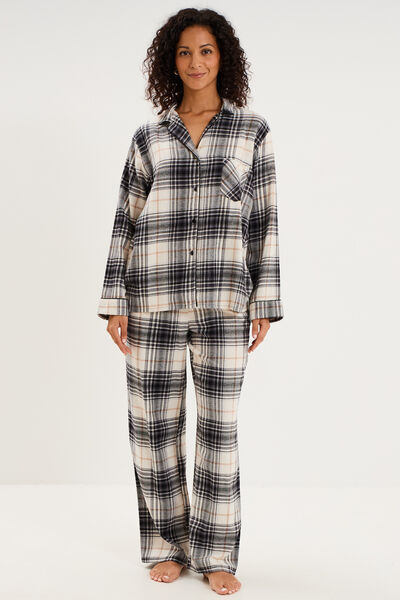 Ensemble pyjama chemise et pantalon blanc femme