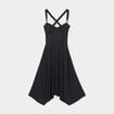 Robe longue à bretelles avec coques noir femme