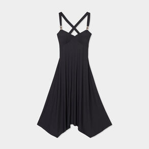 Robe longue à bretelles avec coques noir femme