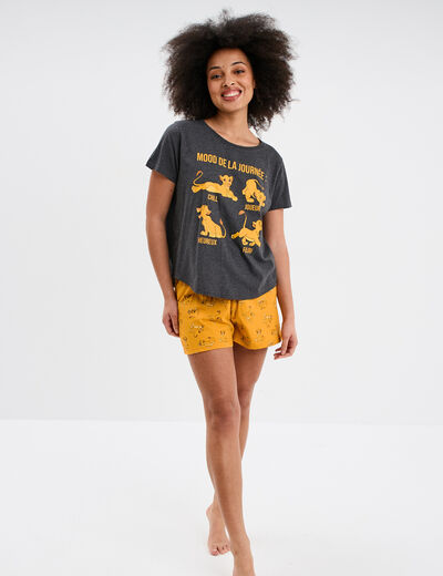 Ensemble pyjama short Le Roi lion gris foncé femme