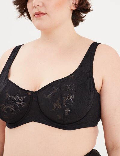 Soutien-gorge corbeille à dentelle noir femme grande taille