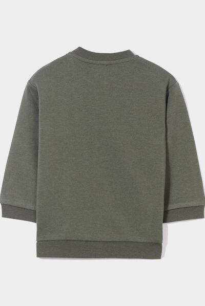 Sweat épaule boutonnée avec poche vert kaki bébé garçon