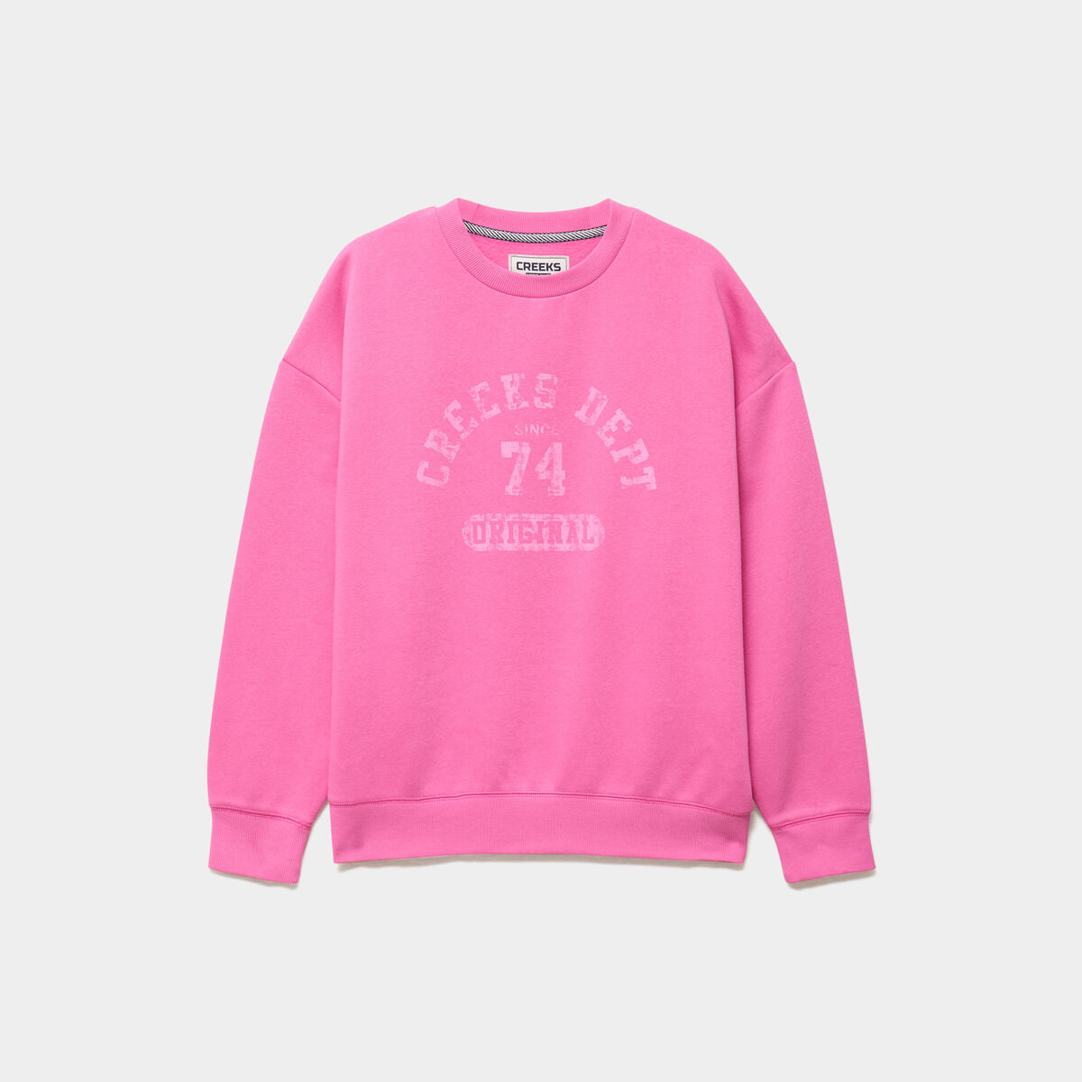 Sweat col rond manches longues rose fushia femme